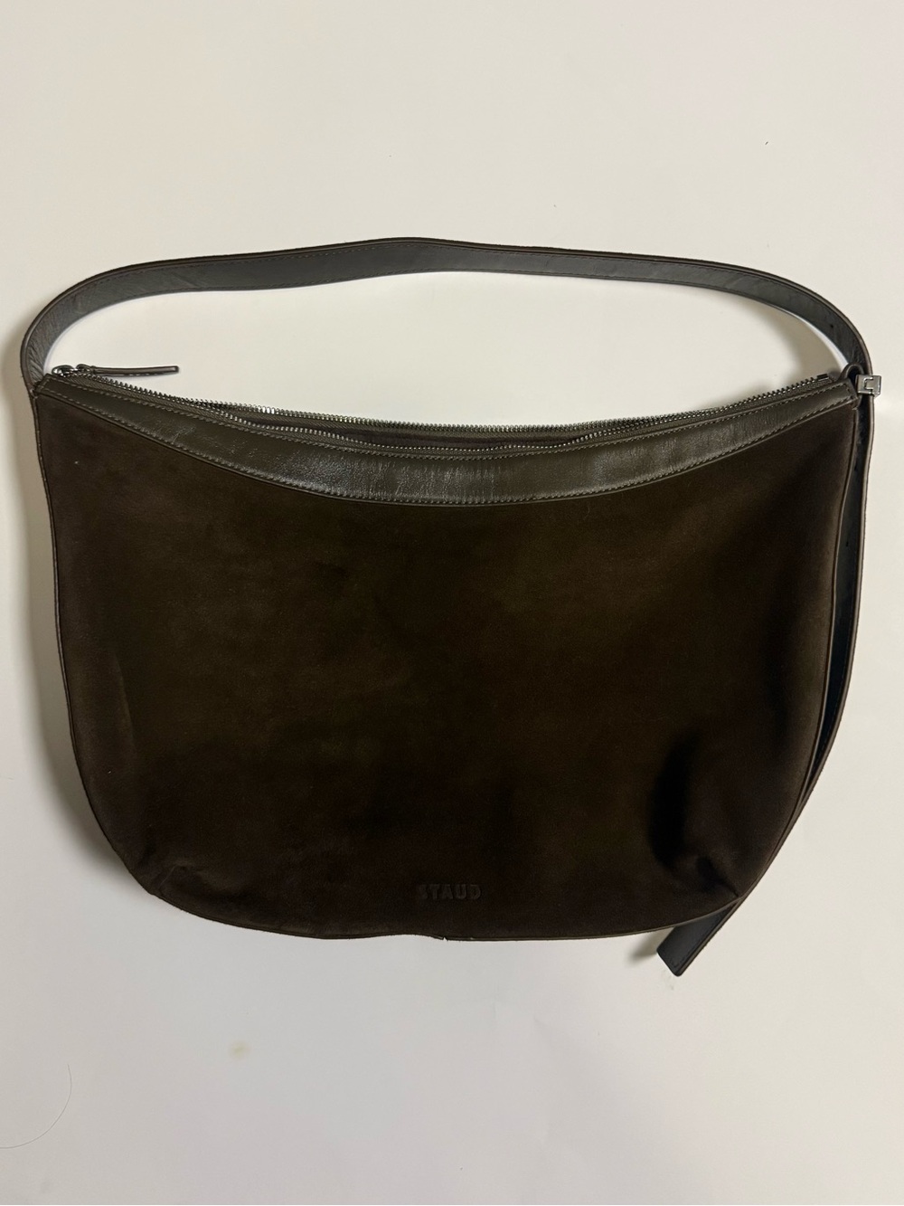 STAUD Dark Brown Suede Shoulder Bag - Picture 5 of 12